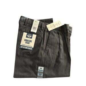 Dockers Mens Signature Khaki Lux Cotton Stretch Classic Fit Pleated Pants 32x32